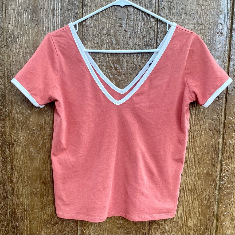 Forever 21 Double Deep V-neck Crop Top Size Large